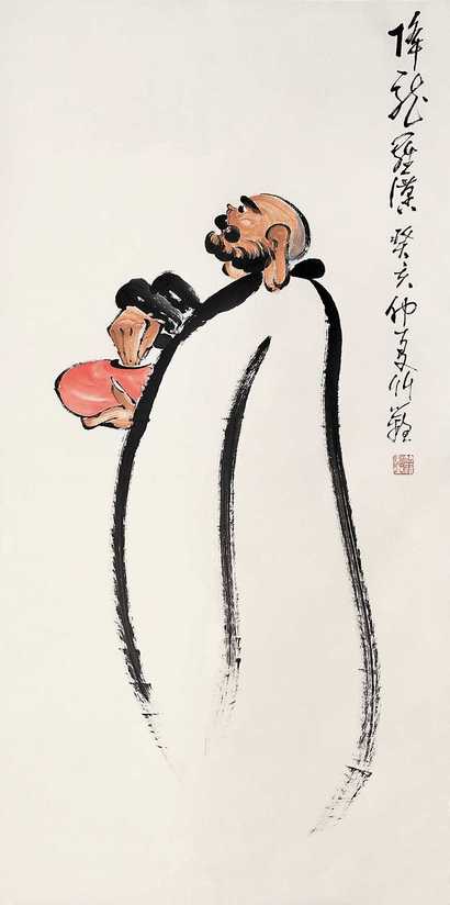 孙竹篱 癸亥（1983年） 降龙罗汉 立轴